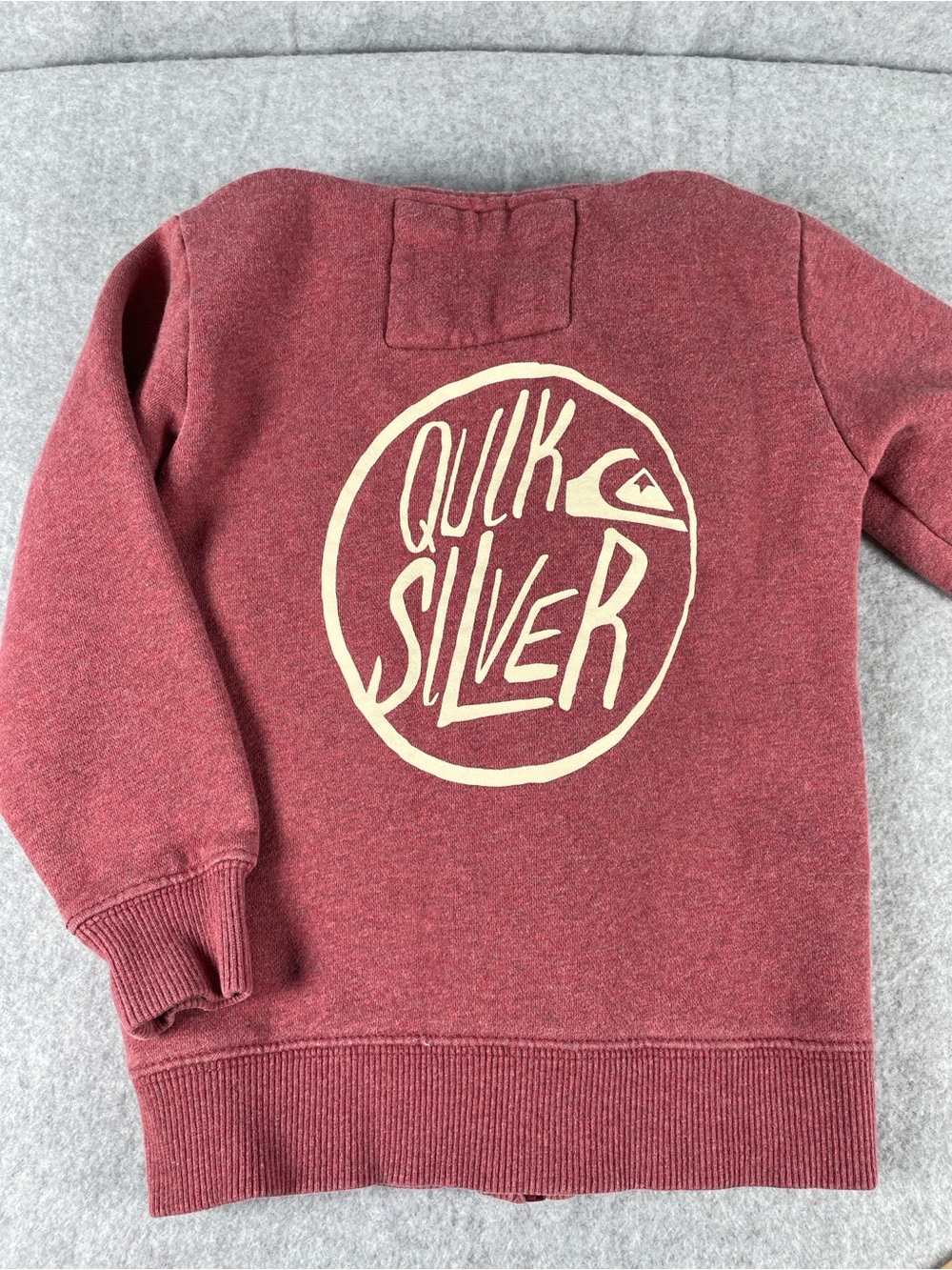 Quiksilver Kids Wine Red Zip Hoodie with Logo- Size 4